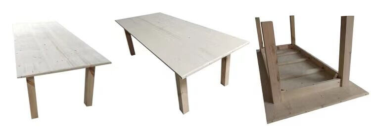Square Legs Farm Tables Without Metal Bars