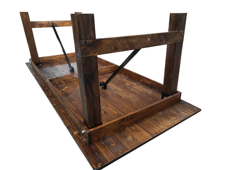 foldable legs of farmhouse table