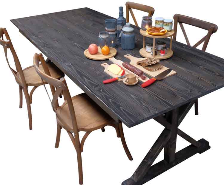 (1) Dining table made of solid wood