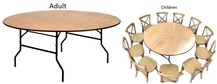adult tables and children's tables