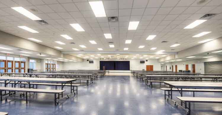 Factory canteen and restaurant table