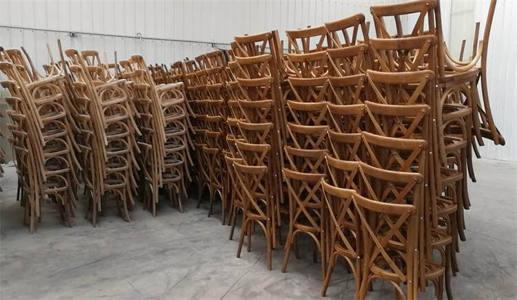 mass production of wooden oak x back chairs 