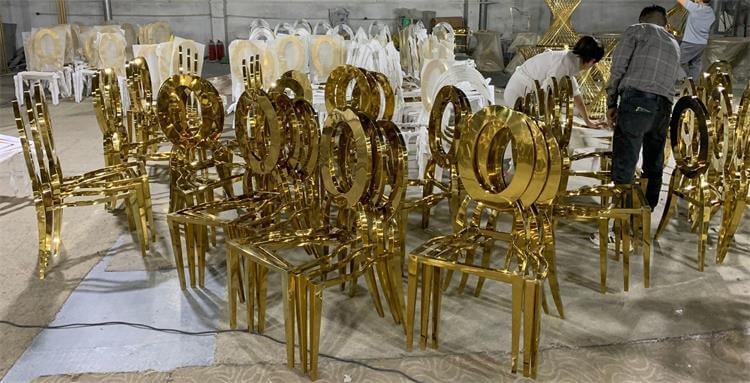 golden stainless steel chairs 