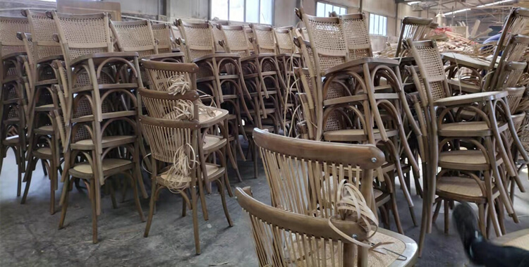 wooden rattan back dining chair manufacturer