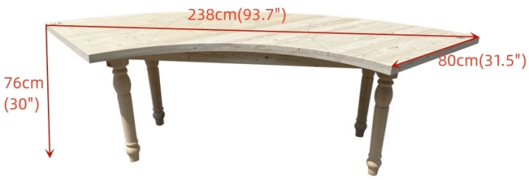 wooden serpentine farmhouse table