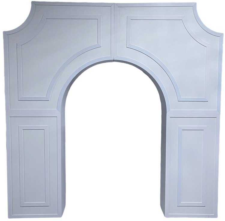 Elegant white background bracket wedding arch