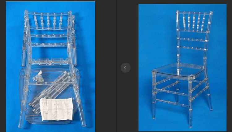 Clear resin chiavari chair assemble