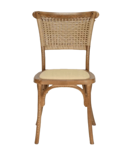 Resin Crossback Chair With Rattan Back