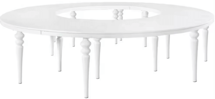 white Half Circle Dining Table