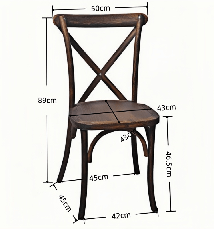 wooden crossback chair size