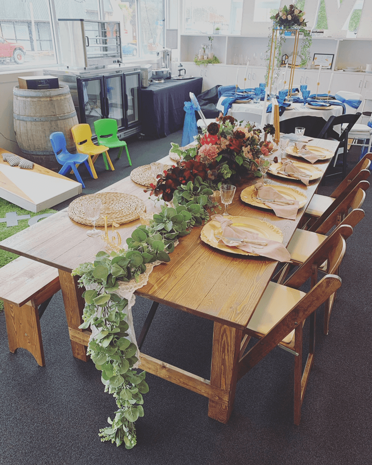 wooden farmhouse table